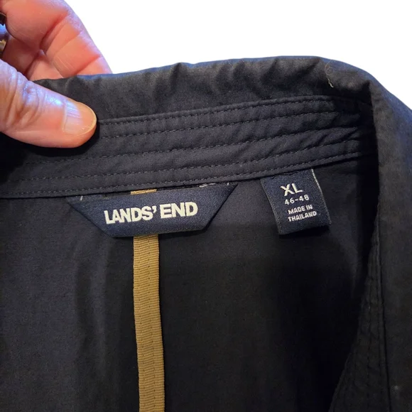 Lands End Windbreaker Jacket Navy Zip Front Size XL - Picture 2 of 4